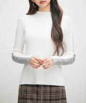 袖配色 ボトル・ネックリブニットプルオーバーsdp8075-102-38