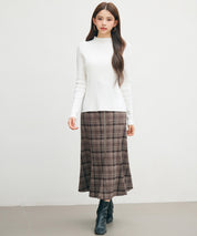 袖配色 ボトル・ネックリブニットプルオーバーsdp8075 アイボリー