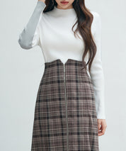 袖配色 ボトル・ネックリブニットプルオーバーsdp8075 アイボリー