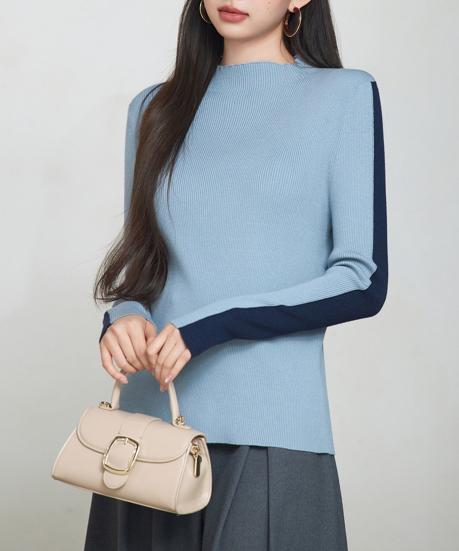 AURALEE リブニット BLUE GREY サイズ4 定価¥41,800 AURALEE / オーラリー | GIZA HIGH GAUGE RIB KNIT TEE (レディース