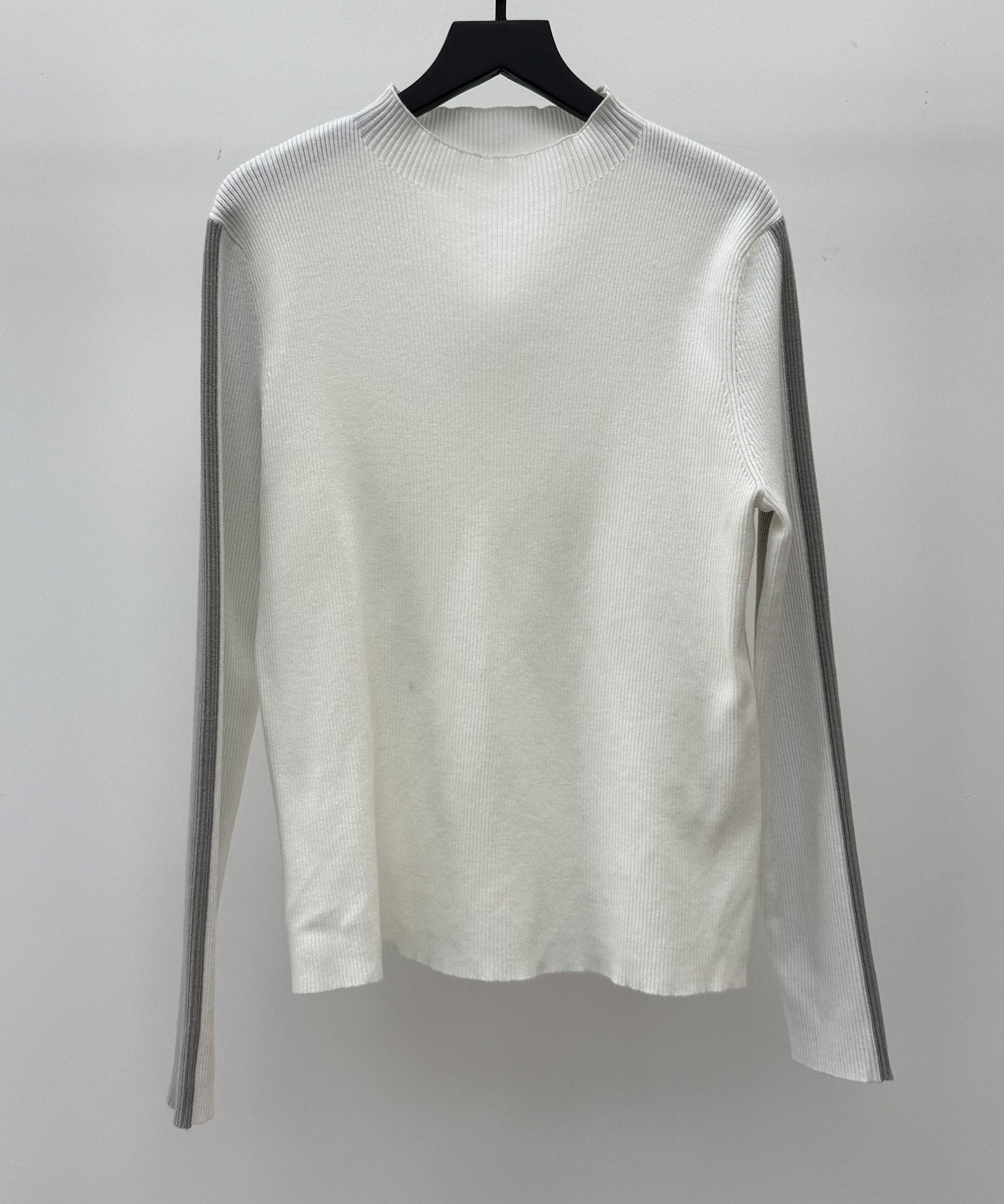 袖配色 ボトル・ネックリブニットプルオーバーsdp8075 アイボリー