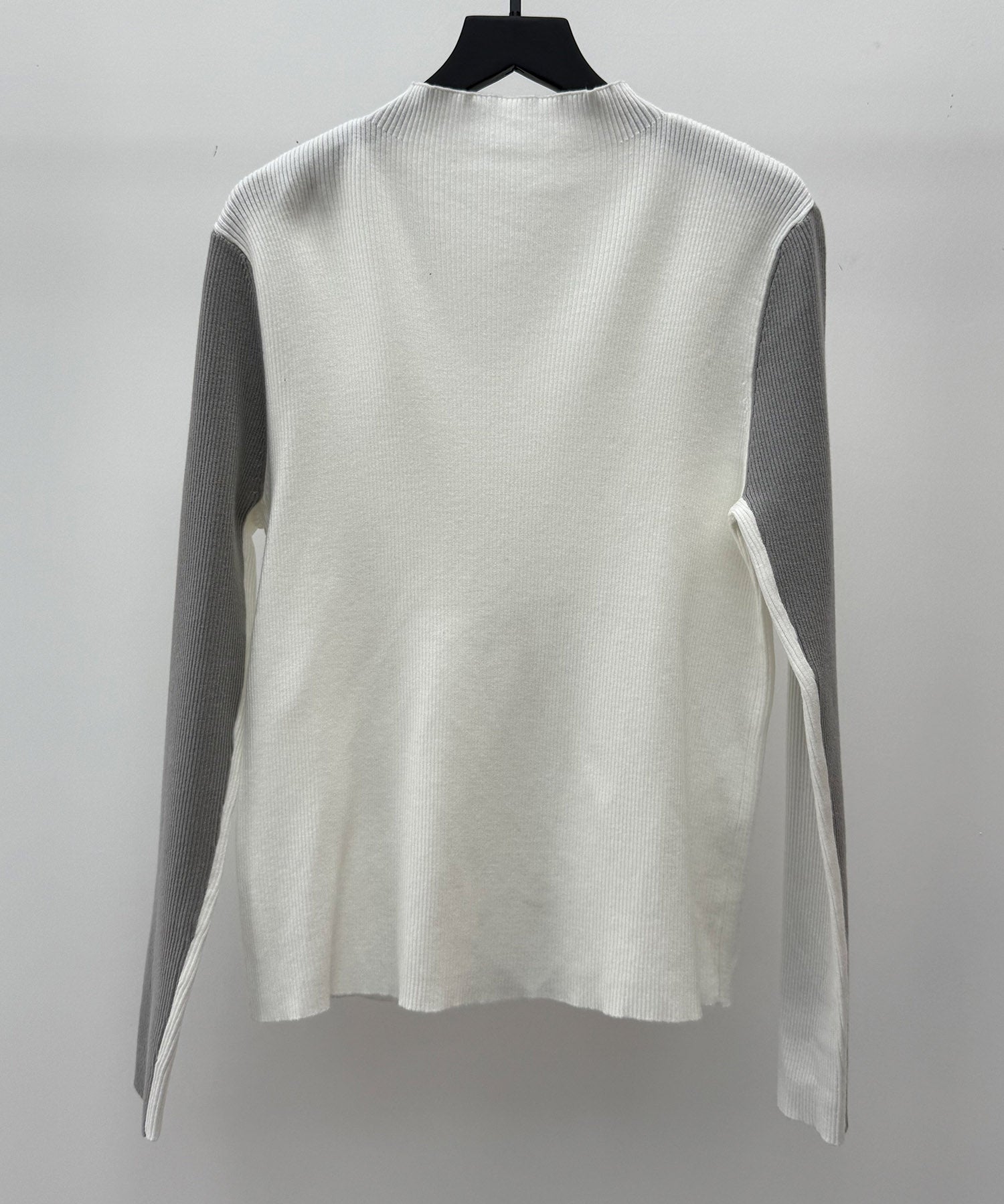 袖配色 ボトル・ネックリブニットプルオーバーsdp8075 アイボリー