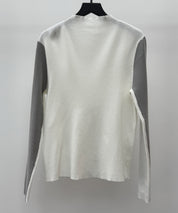 袖配色 ボトル・ネックリブニットプルオーバーsdp8075 アイボリー