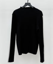 袖配色 ボトル・ネックリブニットプルオーバーsdp8075 ブラック