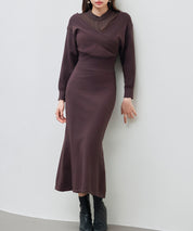 ドッキングカシュクールマーメイドニットワンピースsdp8077-102-157