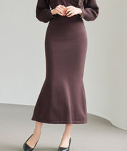 ドッキングカシュクールマーメイドニットワンピースsdp8077 チョコ