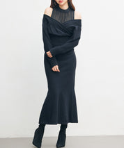 ドッキングカシュクールマーメイドニットワンピースsdp8077-102-8