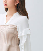 ニットビスチェドッキングペプラムブラウンsdp8079 ベージュ