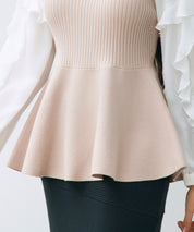 ニットビスチェドッキングペプラムブラウンsdp8079 ベージュ