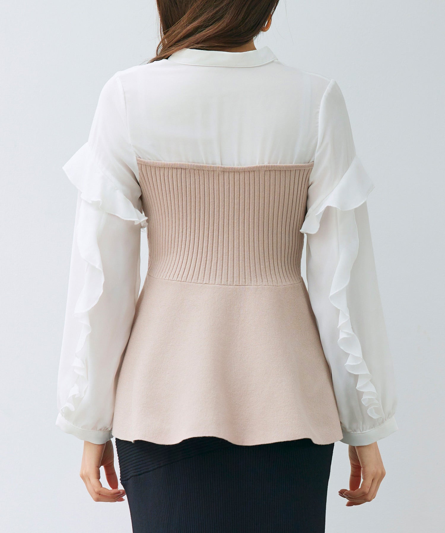 ニットビスチェドッキングペプラムブラウンsdp8079 ベージュ