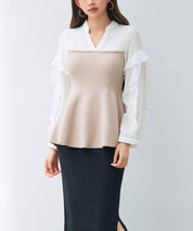 ニットビスチェドッキングペプラムブラウンsdp8079 ベージュ