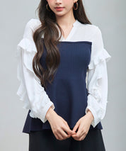 ニットビスチェドッキングペプラムブラウンsdp8079-102-16