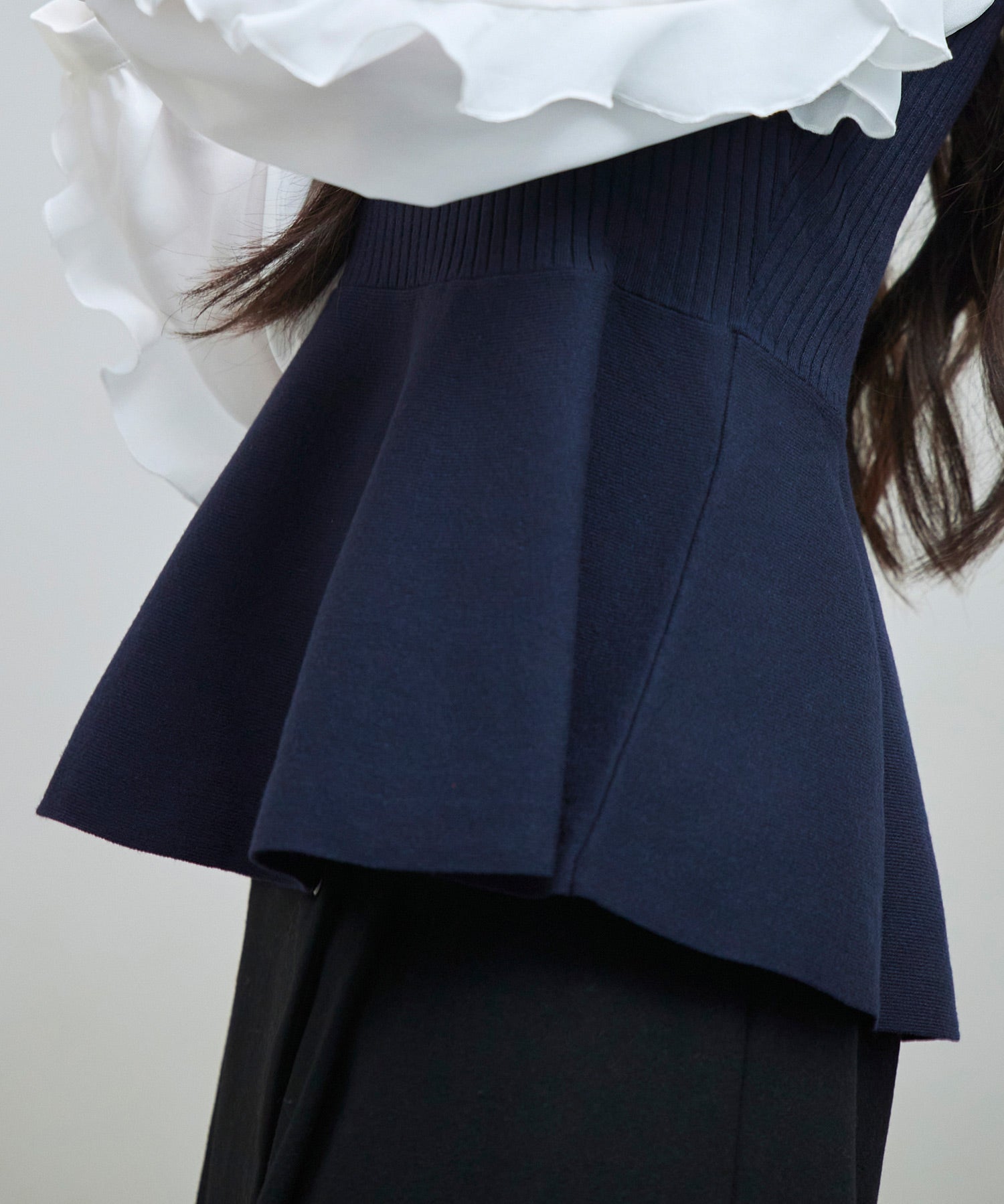 ニットビスチェドッキングペプラムブラウンsdp8079 ネイビー