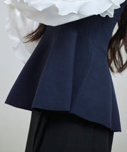 ニットビスチェドッキングペプラムブラウンsdp8079 ネイビー