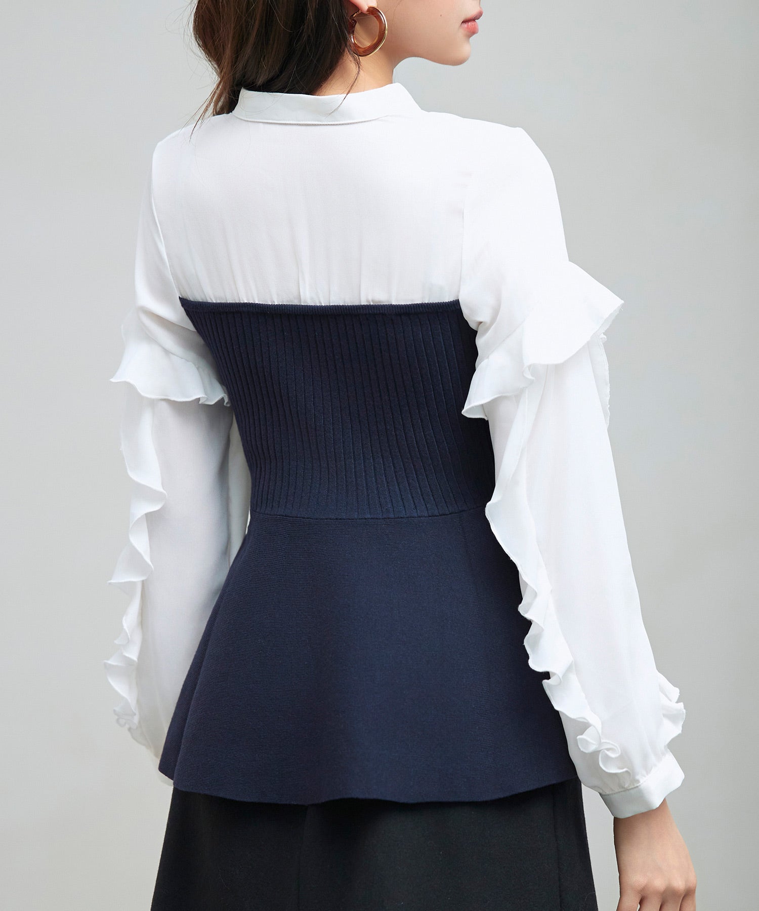 ニットビスチェドッキングペプラムブラウンsdp8079 ネイビー