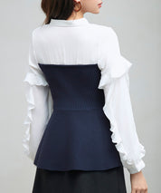 ニットビスチェドッキングペプラムブラウンsdp8079 ネイビー