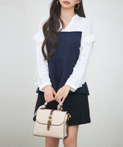 ニットビスチェドッキングペプラムブラウンsdp8079 ネイビー