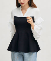 ニットビスチェドッキングペプラムブラウンsdp8079-102-8