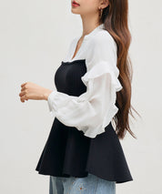 ニットビスチェドッキングペプラムブラウンsdp8079 ブラック