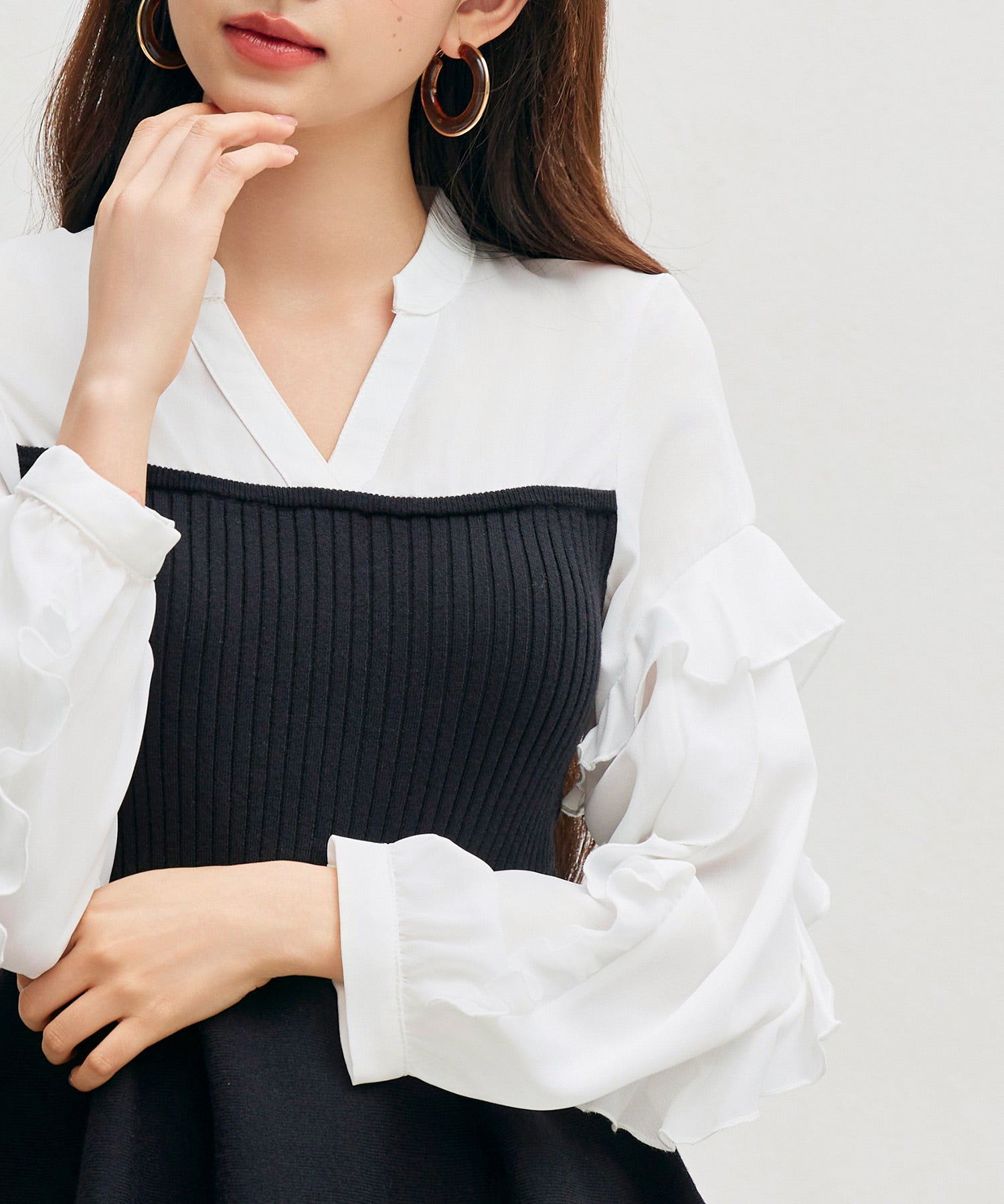 ニットビスチェドッキングペプラムブラウンsdp8079 ブラック