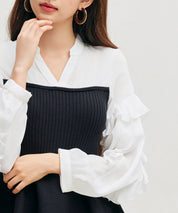 ニットビスチェドッキングペプラムブラウンsdp8079 ブラック