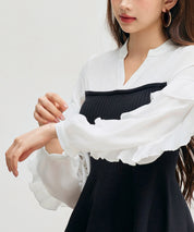 ニットビスチェドッキングペプラムブラウンsdp8079 ブラック