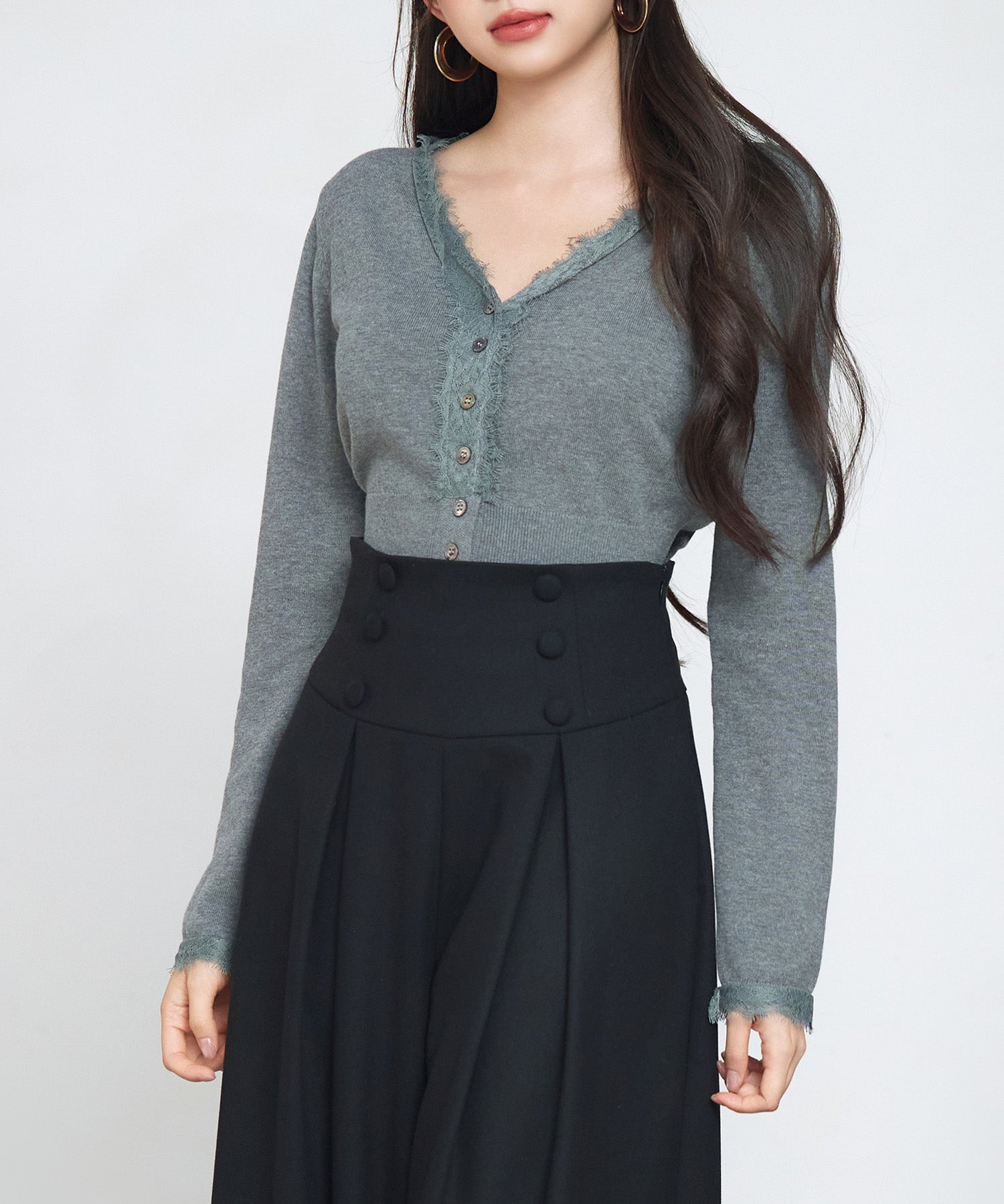 ハイウエストショート丈ニットカーディガン
sdp8080 チャコール