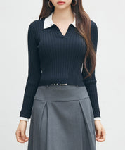 レイヤー配色カラーリブニットsdp8083-102-16