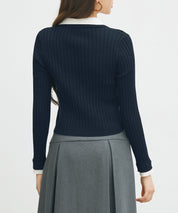 レイヤー配色カラーリブニットsdp8083 ネイビー