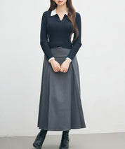 レイヤー配色カラーリブニットsdp8083 ネイビー