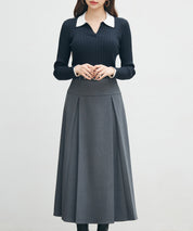 レイヤー配色カラーリブニットsdp8083 ネイビー