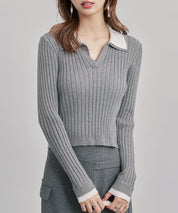 レイヤー配色カラーリブニットsdp8083-102-18