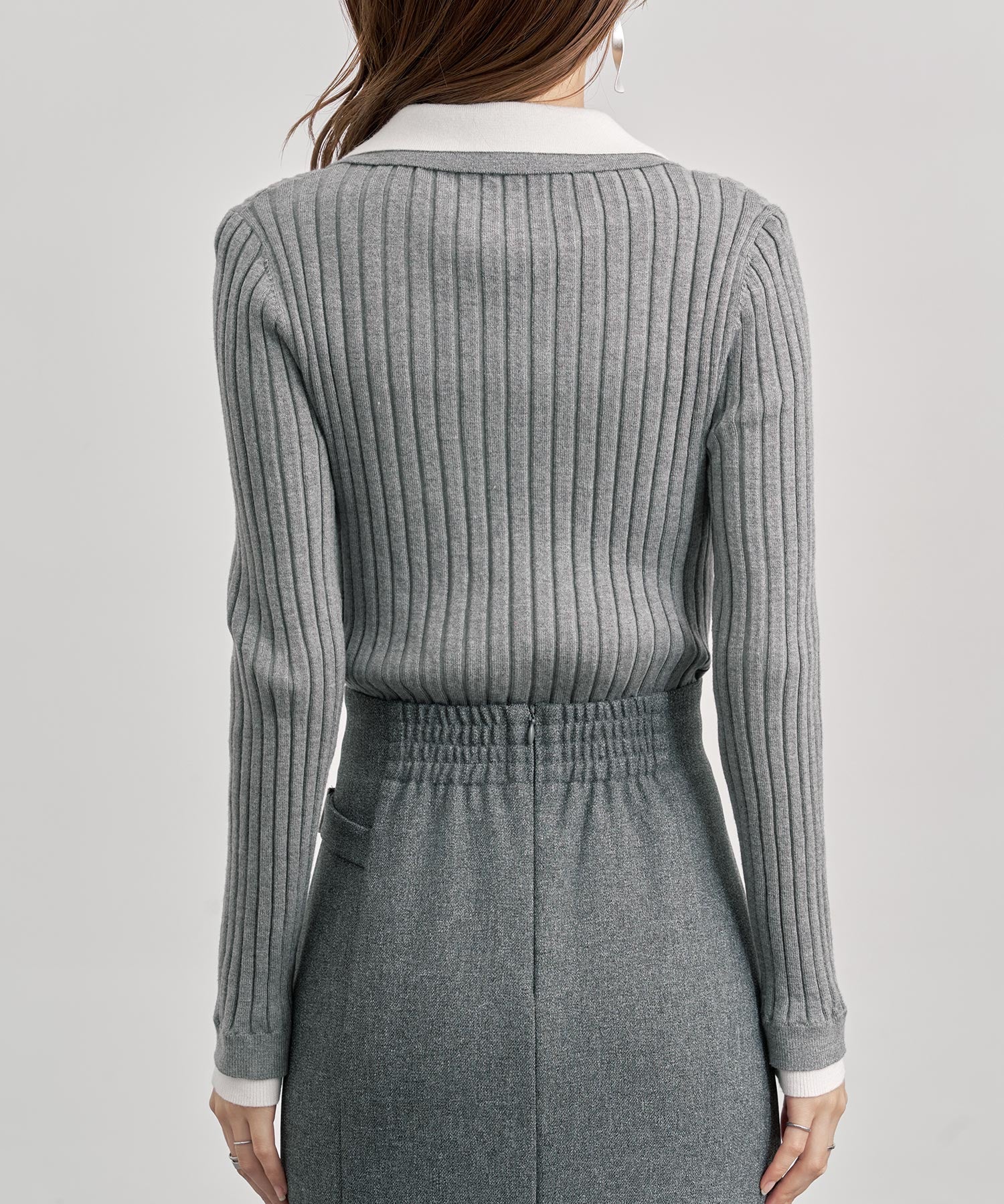 レイヤー配色カラーリブニットsdp8083 グレー