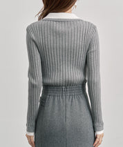 レイヤー配色カラーリブニットsdp8083 グレー