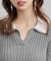 レイヤー配色カラーリブニットsdp8083 グレー