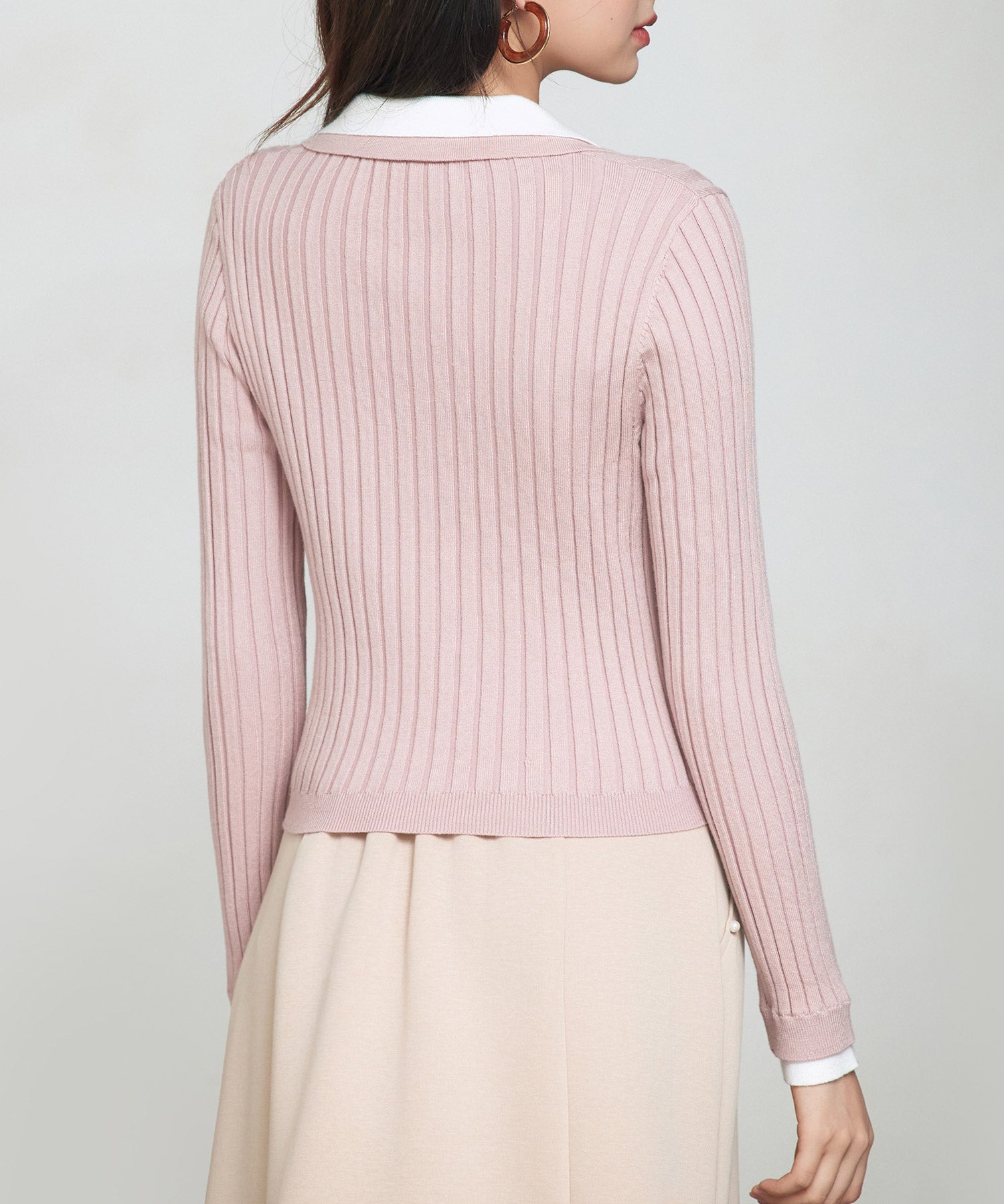 レイヤー配色カラーリブニットsdp8083 ピンク