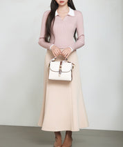 レイヤー配色カラーリブニットsdp8083 ピンク