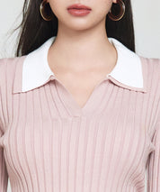 レイヤー配色カラーリブニットsdp8083 ピンク