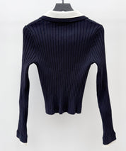 レイヤー配色カラーリブニットsdp8083 ネイビー