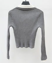 レイヤー配色カラーリブニットsdp8083 グレー