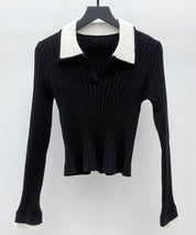 レイヤー配色カラーリブニットsdp8083 ブラック