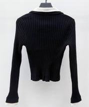 レイヤー配色カラーリブニットsdp8083 ブラック