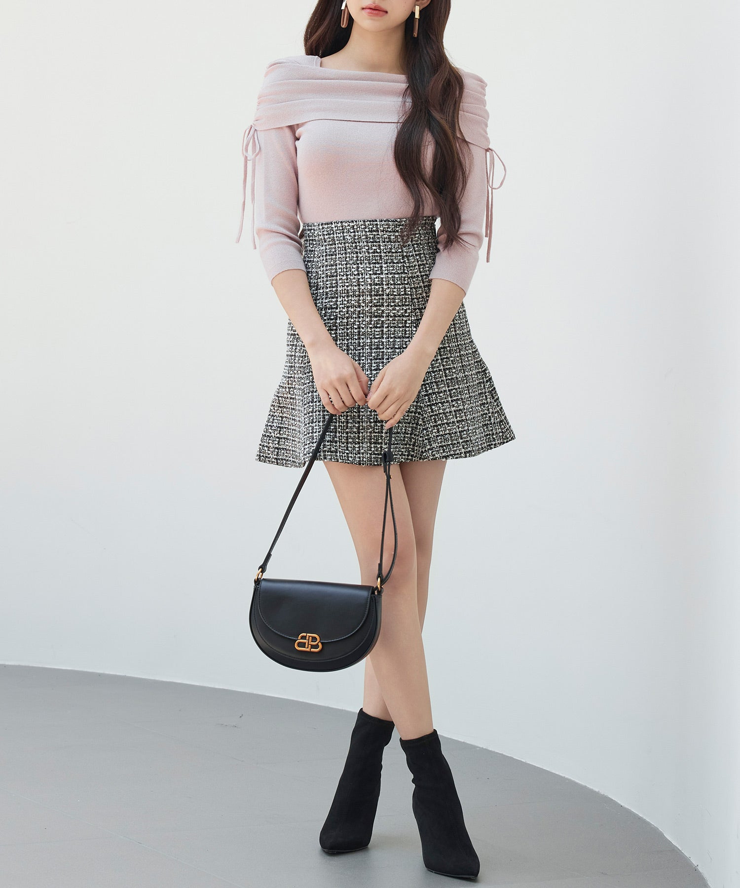 オフショルダーニットトップスsdp8084 ピンク