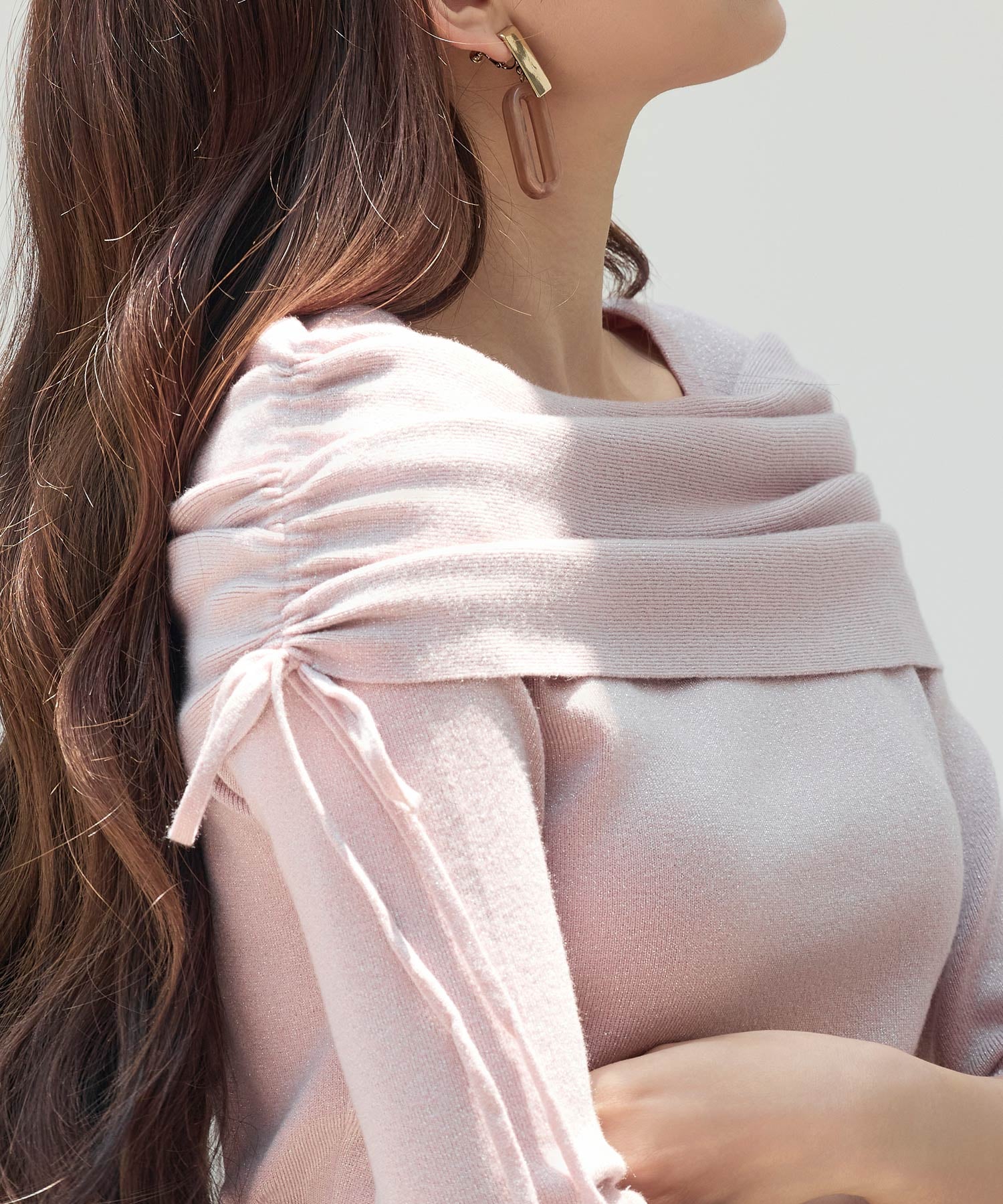 オフショルダーニットトップスsdp8084 ピンク