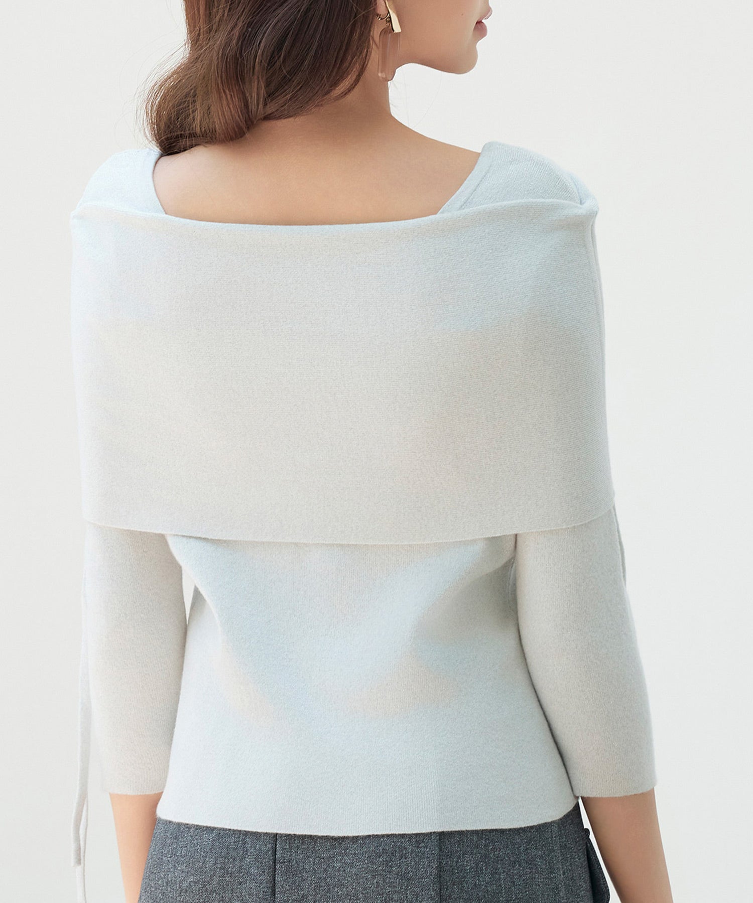 オフショルダーニットトップスsdp8084 ライトグレー
