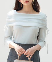 オフショルダーニットトップスsdp8084 ライトグレー