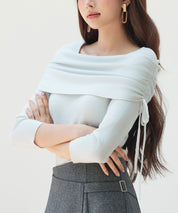 オフショルダーニットトップスsdp8084 ライトグレー