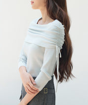 オフショルダーニットトップスsdp8084 ライトグレー