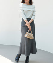 オフショルダーニットトップスsdp8084 ライトグレー