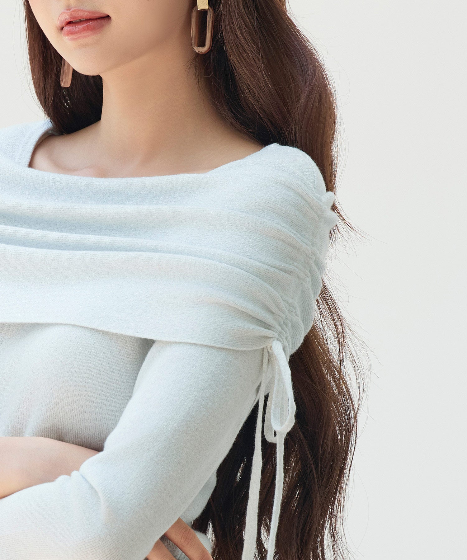 オフショルダーニットトップスsdp8084 ライトグレー